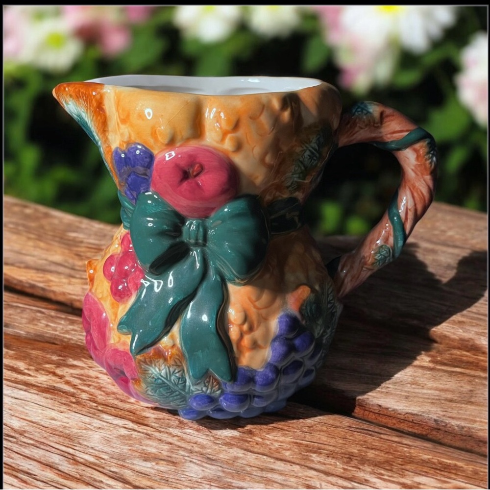 Vintage 1998 Cracker Barrel Harvest Holiday ceramic pitcher